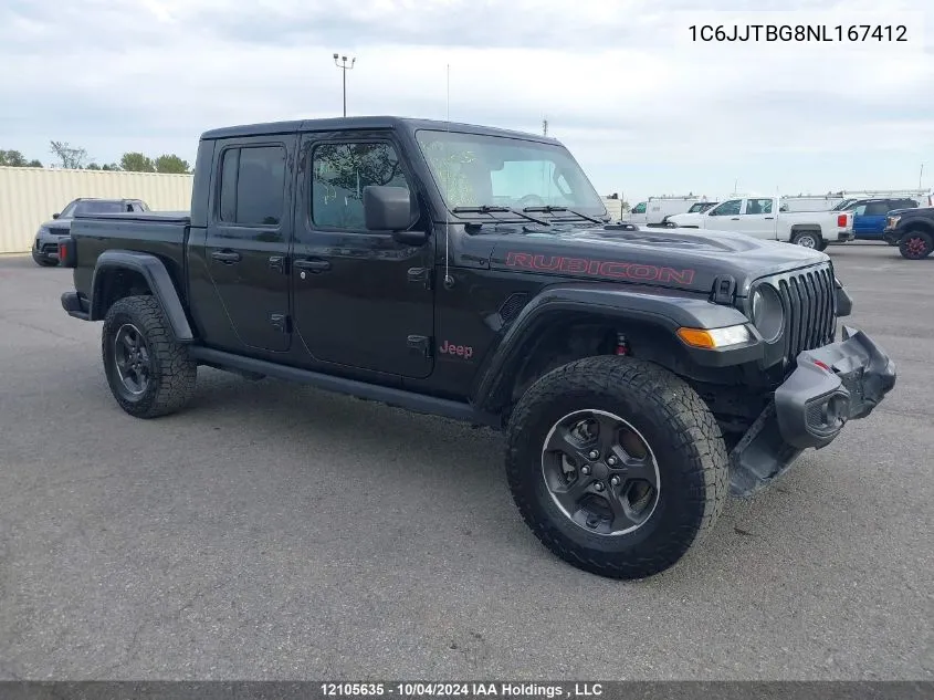 2022 Jeep Gladiator Rubicon VIN: 1C6JJTBG8NL167412 Lot: 12105635