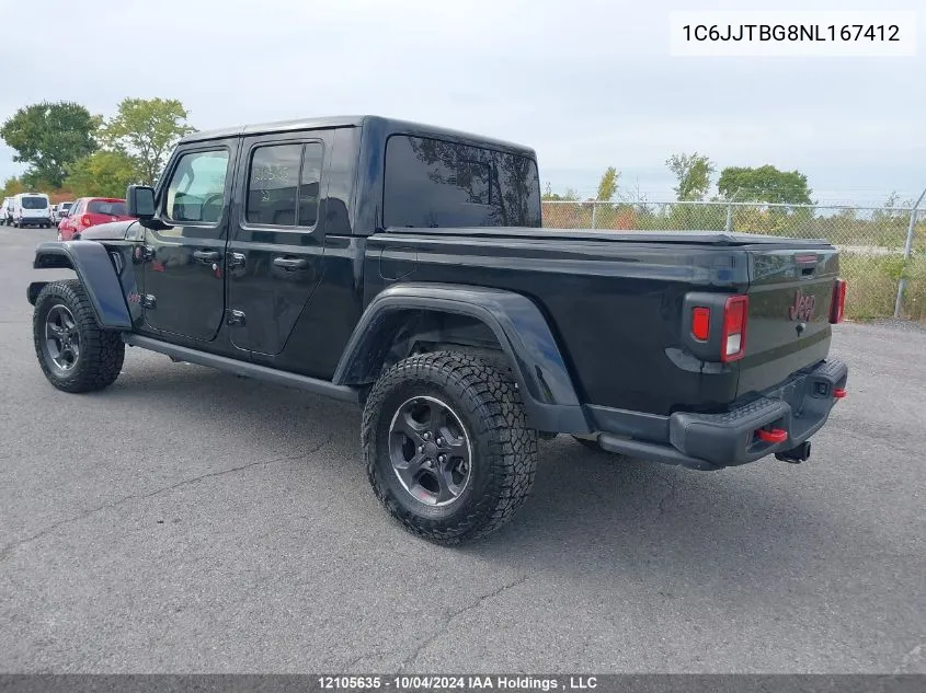 2022 Jeep Gladiator Rubicon VIN: 1C6JJTBG8NL167412 Lot: 12105635