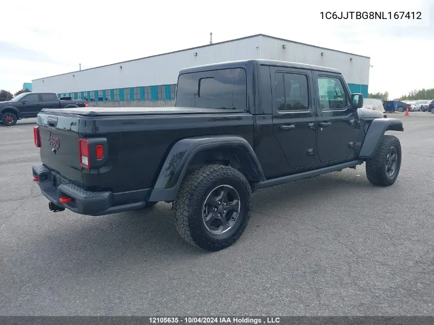 2022 Jeep Gladiator Rubicon VIN: 1C6JJTBG8NL167412 Lot: 12105635