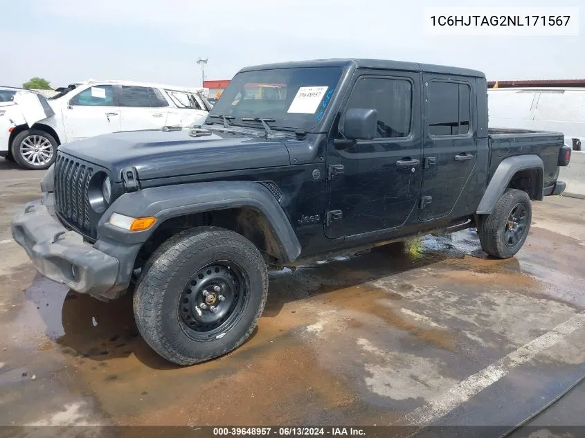 2022 Jeep Gladiator Sport 4X4 VIN: 1C6HJTAG2NL171567 Lot: 39648957