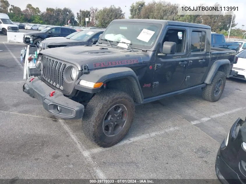 2022 Jeep Gladiator Rubicon 4X4 VIN: 1C6JJTBG0NL113991 Lot: 39770333