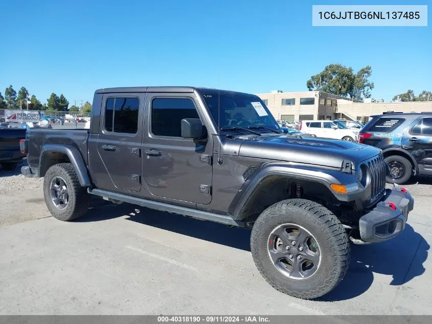 2022 Jeep Gladiator Rubicon 4X4 VIN: 1C6JJTBG6NL137485 Lot: 40318190