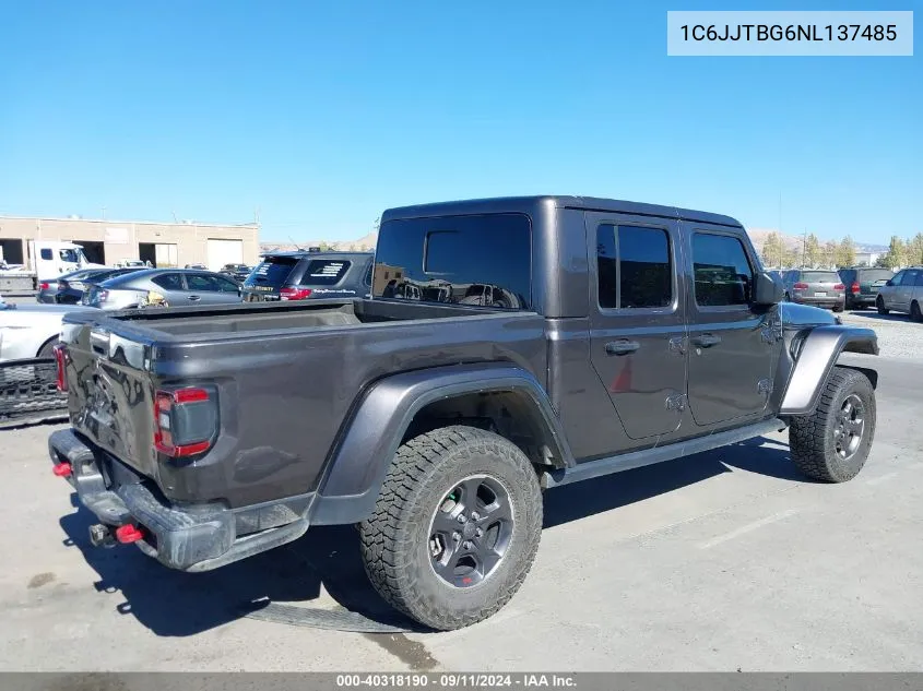 2022 Jeep Gladiator Rubicon 4X4 VIN: 1C6JJTBG6NL137485 Lot: 40318190