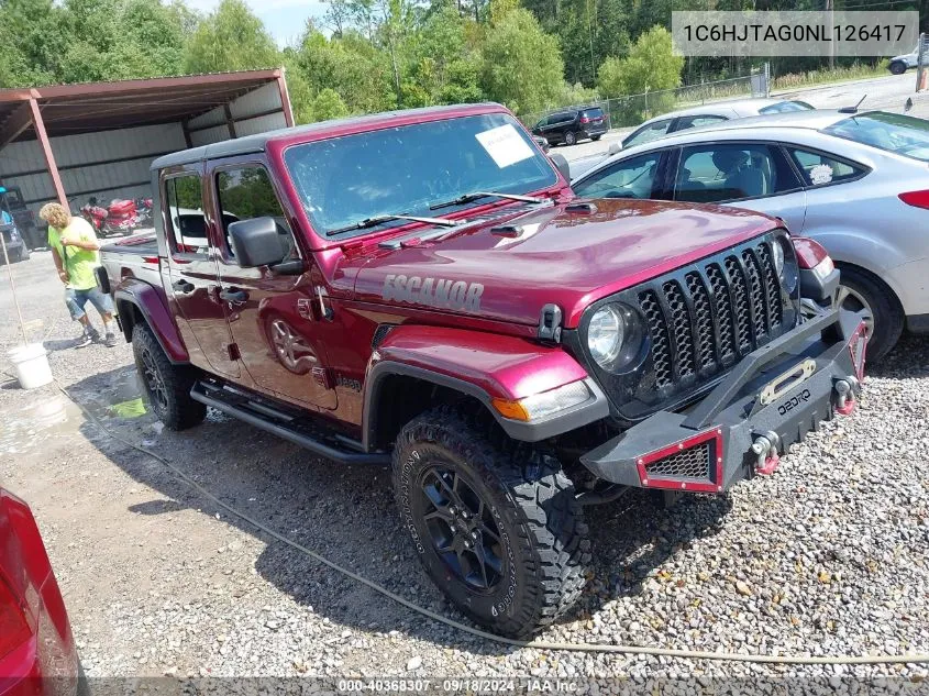 2022 Jeep Gladiator Altitude 4X4 VIN: 1C6HJTAG0NL126417 Lot: 40368307