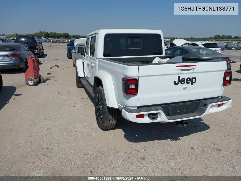 2022 Jeep Gladiator High Altitude 4X4 VIN: 1C6HJTFG0NL138771 Lot: 40531297