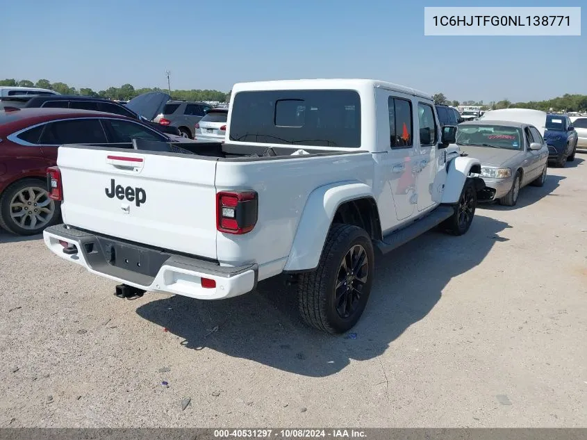 2022 Jeep Gladiator High Altitude 4X4 VIN: 1C6HJTFG0NL138771 Lot: 40531297