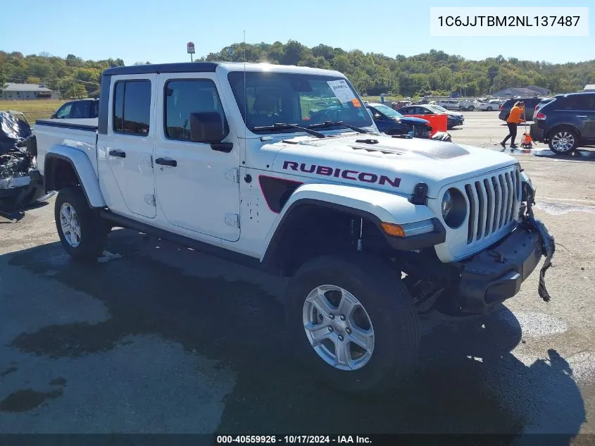 2022 Jeep Gladiator Rubicon 4X4 VIN: 1C6JJTBM2NL137487 Lot: 40559926