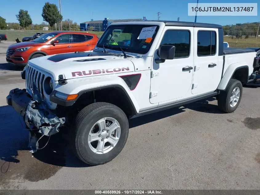 2022 Jeep Gladiator Rubicon 4X4 VIN: 1C6JJTBM2NL137487 Lot: 40559926