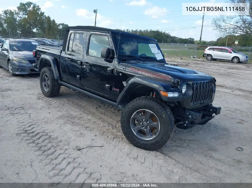 2022 Jeep Gladiator Rubicon 4X4 VIN: 1C6JJTBG5NL111458 Lot: 40638966