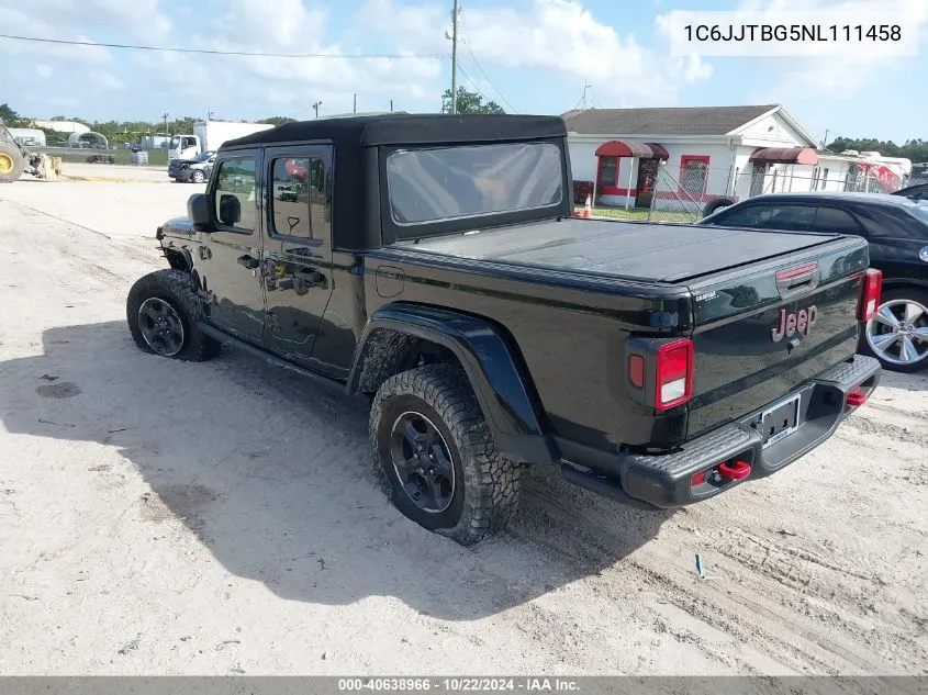 2022 Jeep Gladiator Rubicon 4X4 VIN: 1C6JJTBG5NL111458 Lot: 40638966