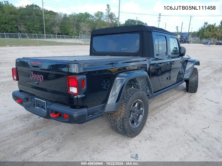 2022 Jeep Gladiator Rubicon 4X4 VIN: 1C6JJTBG5NL111458 Lot: 40638966