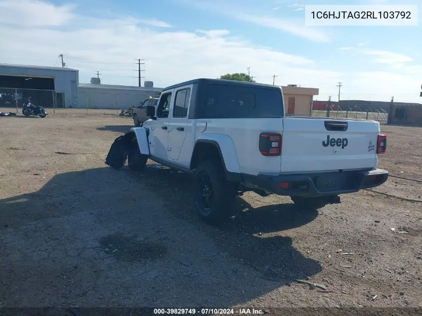 2024 Jeep Gladiator Willys VIN: 1C6HJTAG2RL103792 Lot: 39829749