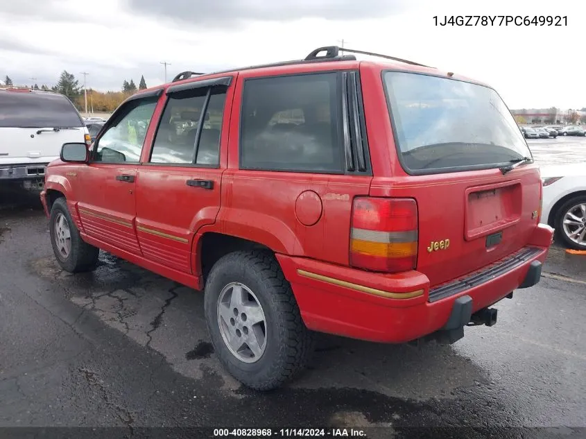 1993 Jeep Grand Cherokee Limited VIN: 1J4GZ78Y7PC649921 Lot: 40828968