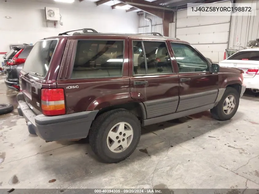 1994 Jeep Grand Cherokee Laredo VIN: 1J4GZ58Y0RC198872 Lot: 40394305