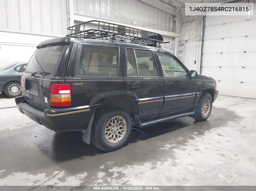 1994 Jeep Grand Cherokee Limited VIN: 1J4GZ78S4RC216815 Lot: 40689285