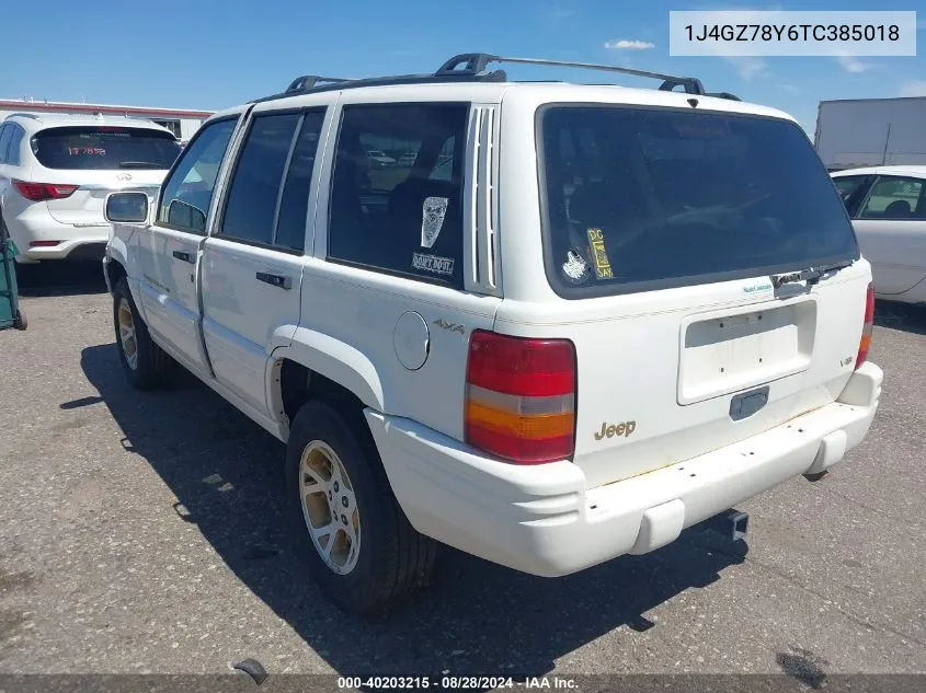 1996 Jeep Grand Cherokee Limited VIN: 1J4GZ78Y6TC385018 Lot: 40203215