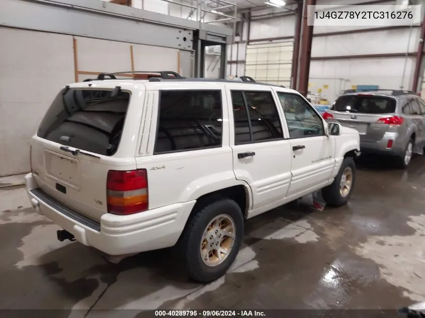 1996 Jeep Grand Cherokee Limited VIN: 1J4GZ78Y2TC316276 Lot: 40289795