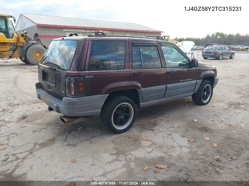 1996 Jeep Grand Cherokee Laredo VIN: 1J4GZ58Y2TC315231 Lot: 40797958