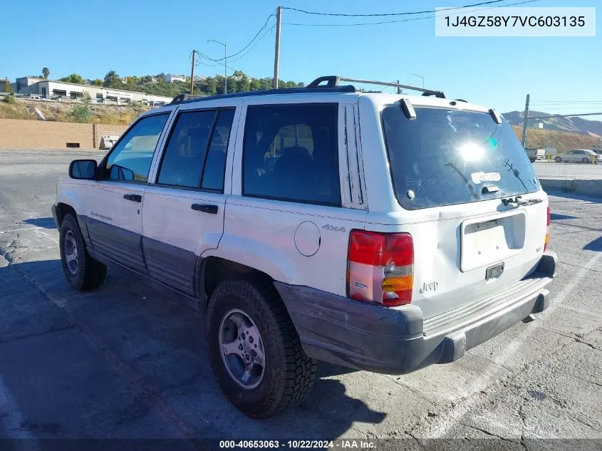 1997 Jeep Grand Cherokee Laredo/Tsi VIN: 1J4GZ58Y7VC603135 Lot: 40653063