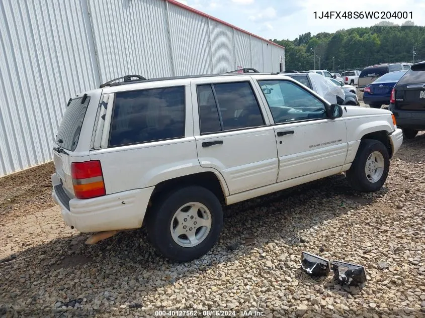 1998 Jeep Grand Cherokee Laredo VIN: 1J4FX48S6WC204001 Lot: 40127562