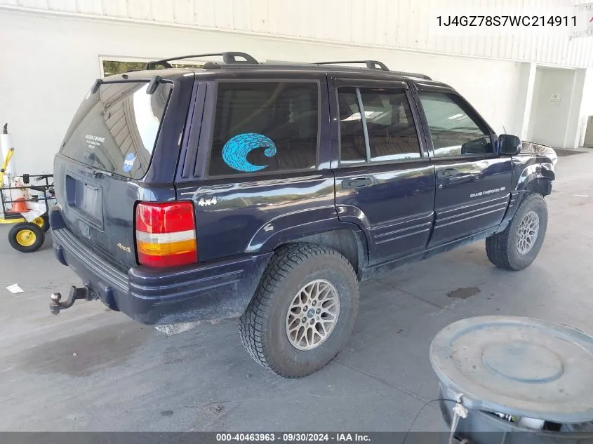 1J4GZ78S7WC214911 1998 Jeep Grand Cherokee Limited