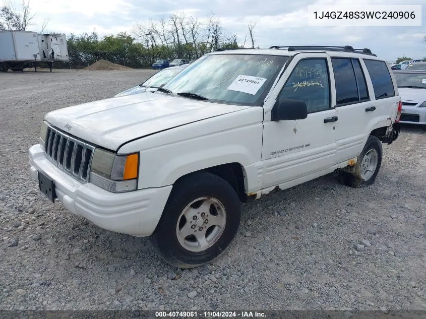 1998 Jeep Grand Cherokee Laredo VIN: 1J4GZ48S3WC240906 Lot: 40749061