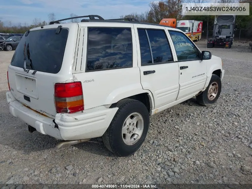 1998 Jeep Grand Cherokee Laredo VIN: 1J4GZ48S3WC240906 Lot: 40749061