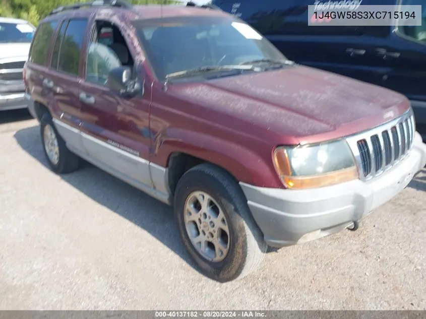 1999 Jeep Grand Cherokee Laredo VIN: 1J4GW58S3XC715194 Lot: 40137182