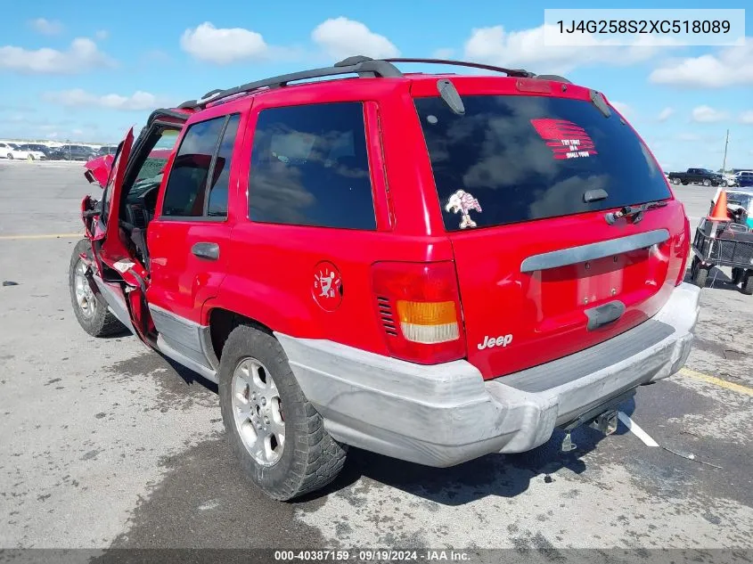 1999 Jeep Grand Cherokee Laredo VIN: 1J4G258S2XC518089 Lot: 40387159