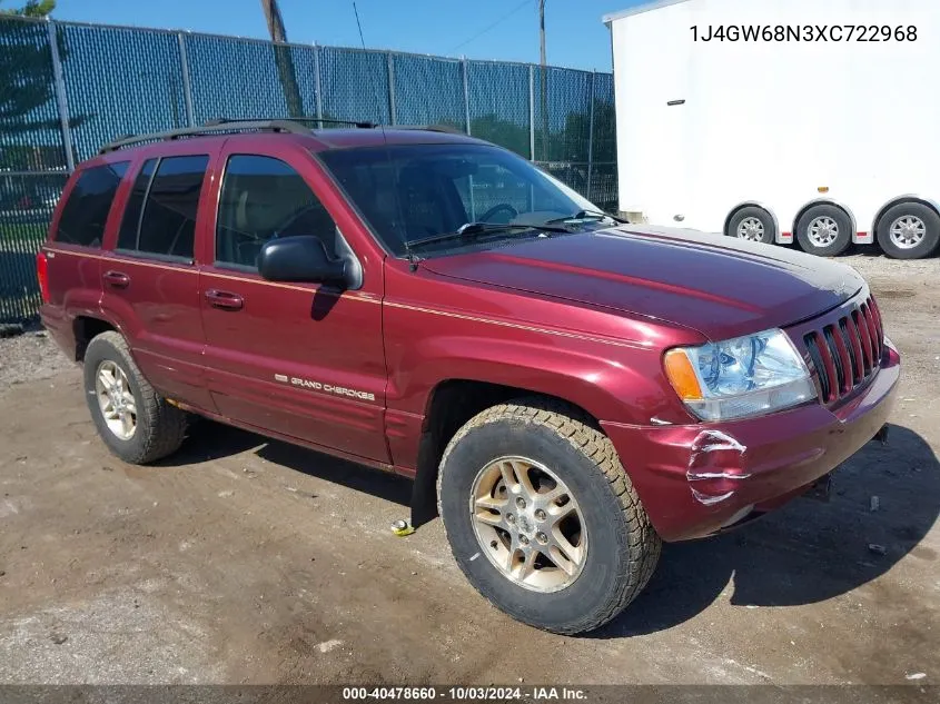 1999 Jeep Grand Cherokee Limited VIN: 1J4GW68N3XC722968 Lot: 40478660