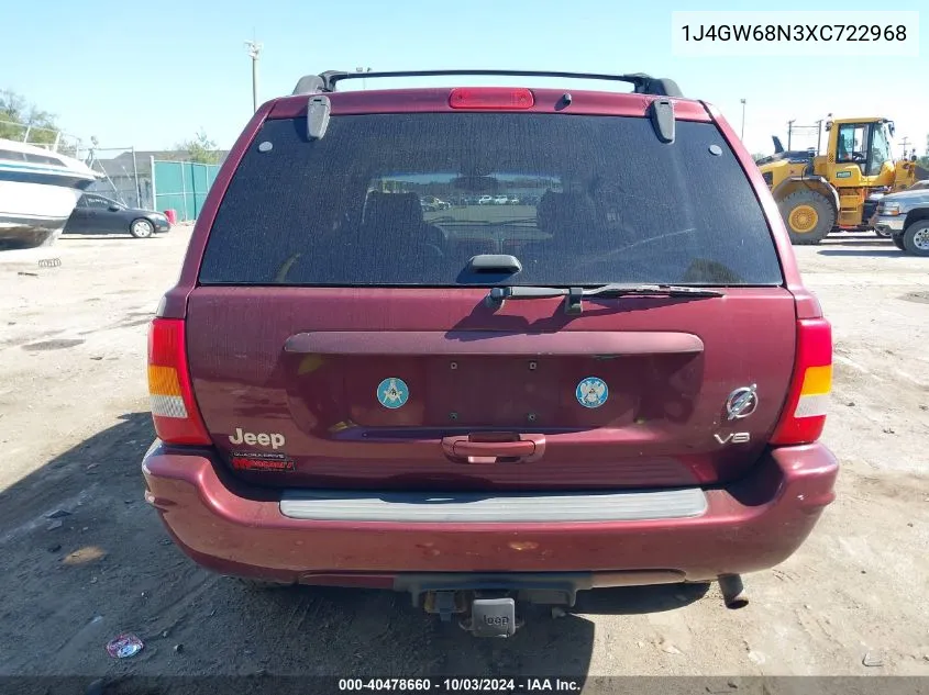 1999 Jeep Grand Cherokee Limited VIN: 1J4GW68N3XC722968 Lot: 40478660