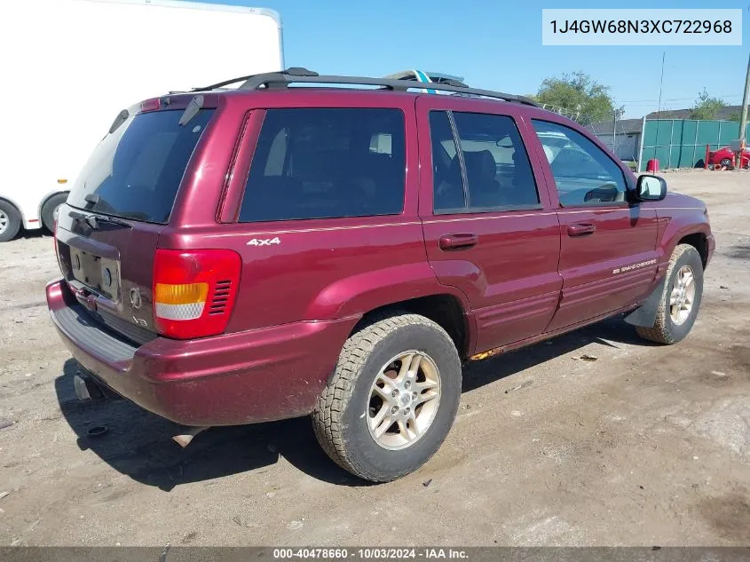 1999 Jeep Grand Cherokee Limited VIN: 1J4GW68N3XC722968 Lot: 40478660