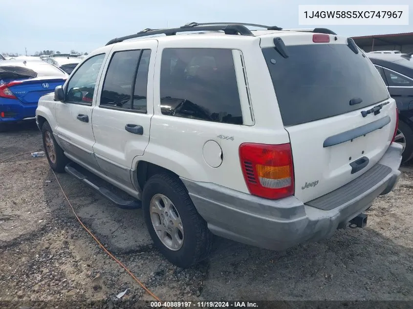 1999 Jeep Grand Cherokee Laredo VIN: 1J4GW58S5XC747967 Lot: 40889197