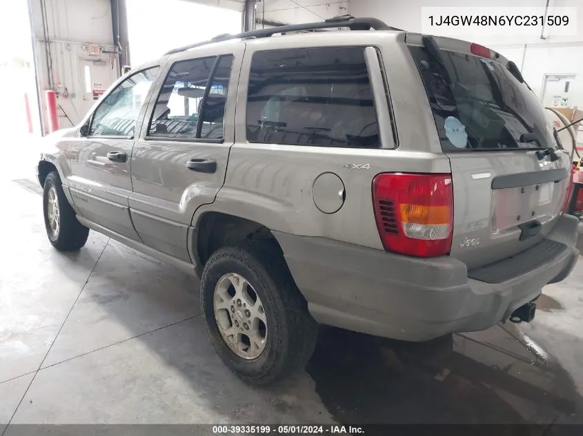 2000 Jeep Grand Cherokee Laredo VIN: 1J4GW48N6YC231509 Lot: 39335199