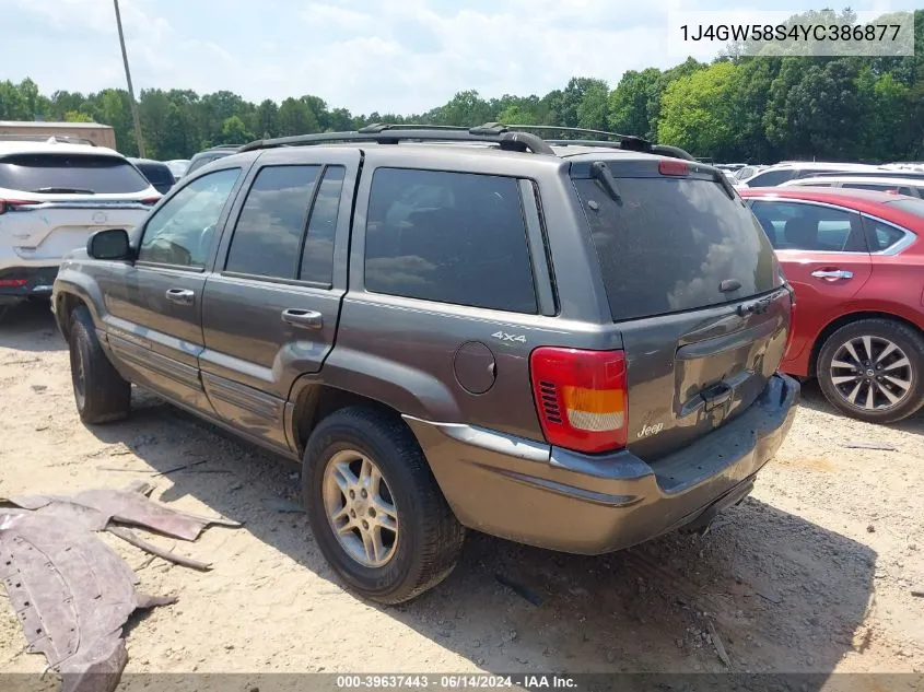 2000 Jeep Grand Cherokee Limited VIN: 1J4GW58S4YC386877 Lot: 39637443