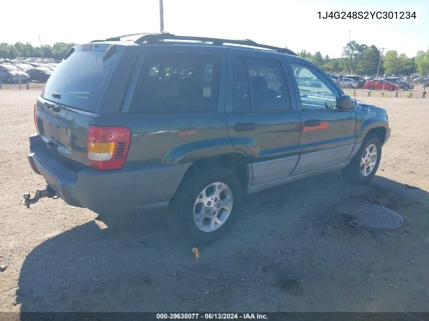 2000 Jeep Grand Cherokee Laredo VIN: 1J4G248S2YC301234 Lot: 39638077