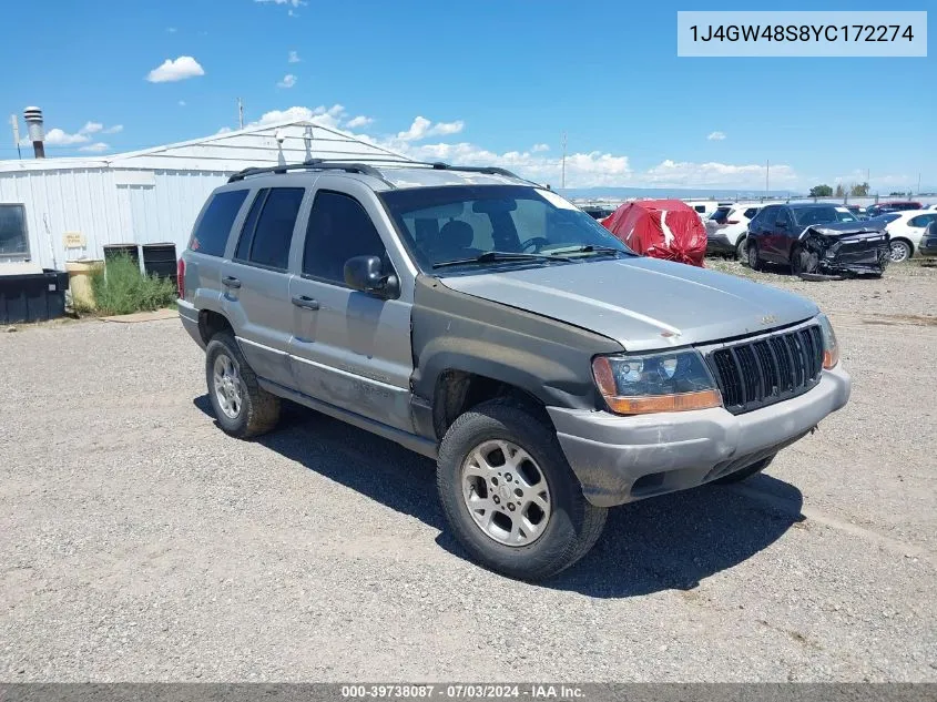 2000 Jeep Grand Cherokee Laredo VIN: 1J4GW48S8YC172274 Lot: 39738087