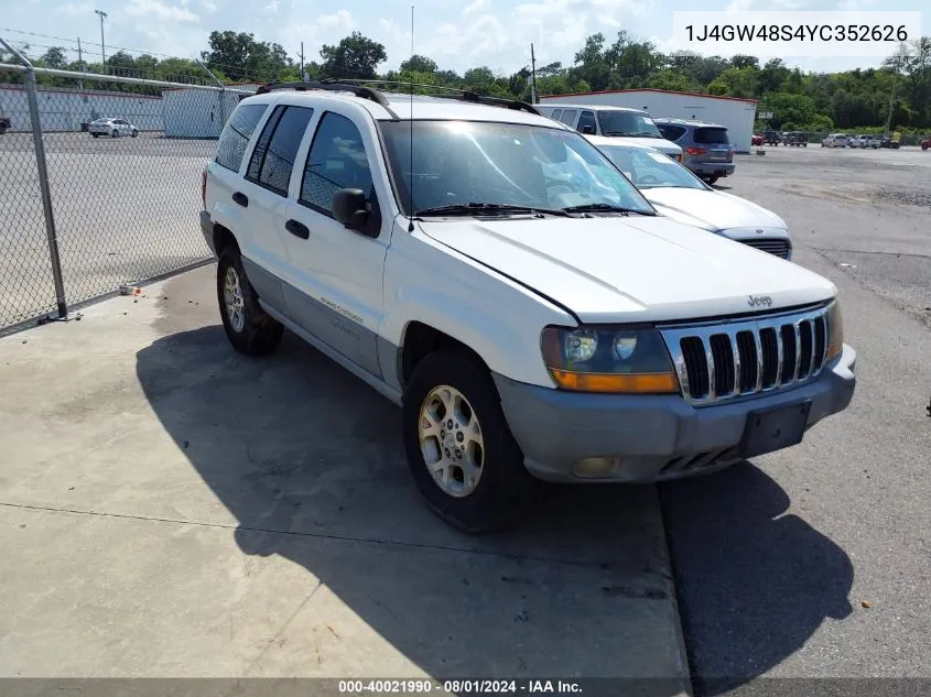 2000 Jeep Grand Cherokee Laredo VIN: 1J4GW48S4YC352626 Lot: 40021990