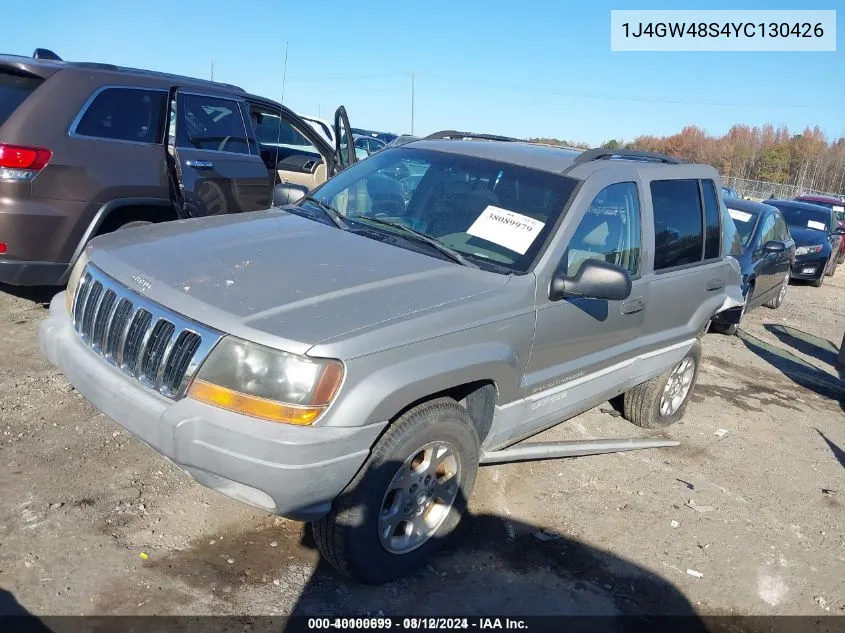 2000 Jeep Grand Cherokee Laredo VIN: 1J4GW48S4YC130426 Lot: 40100699