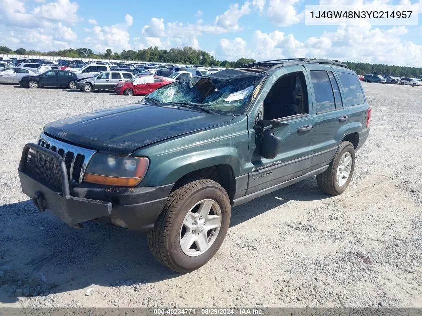 2000 Jeep Grand Cherokee Laredo VIN: 1J4GW48N3YC214957 Lot: 40234771