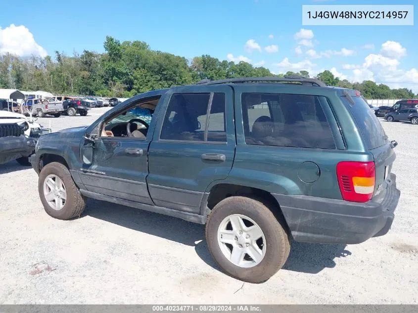 2000 Jeep Grand Cherokee Laredo VIN: 1J4GW48N3YC214957 Lot: 40234771