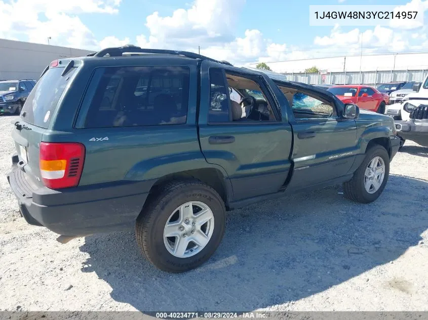 2000 Jeep Grand Cherokee Laredo VIN: 1J4GW48N3YC214957 Lot: 40234771