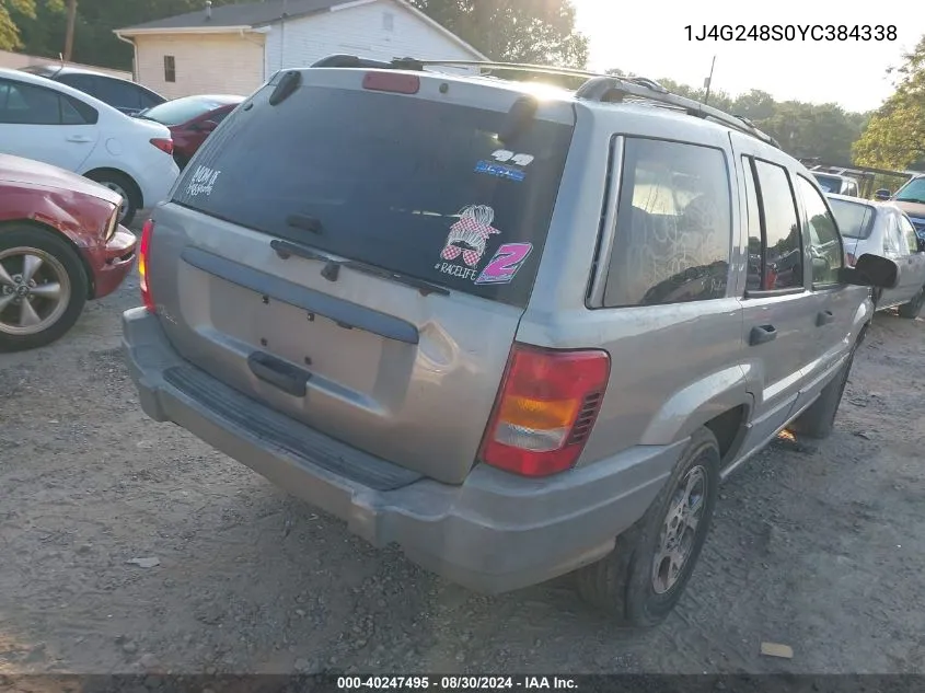 2000 Jeep Grand Cherokee Laredo VIN: 1J4G248S0YC384338 Lot: 40247495