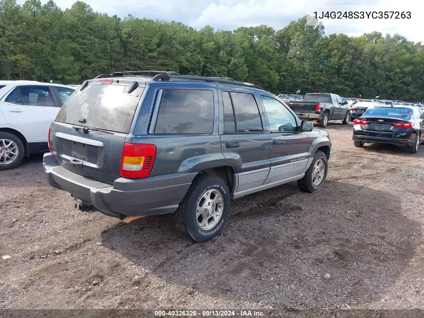 2000 Jeep Grand Cherokee Laredo VIN: 1J4G248S3YC357263 Lot: 40326326