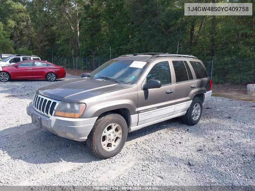 2000 Jeep Grand Cherokee Laredo VIN: 1J4GW48S0YC409758 Lot: 40427338