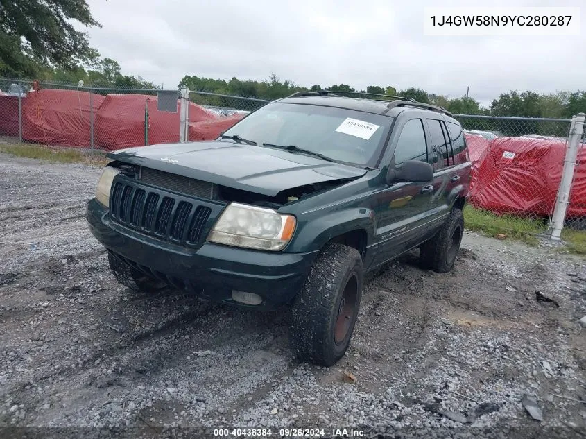 2000 Jeep Grand Cherokee Limited VIN: 1J4GW58N9YC280287 Lot: 40438384