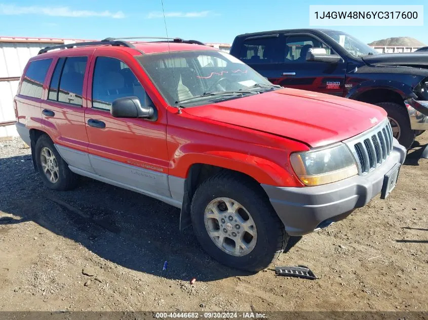 2000 Jeep Grand Cherokee Laredo VIN: 1J4GW48N6YC317600 Lot: 40446682