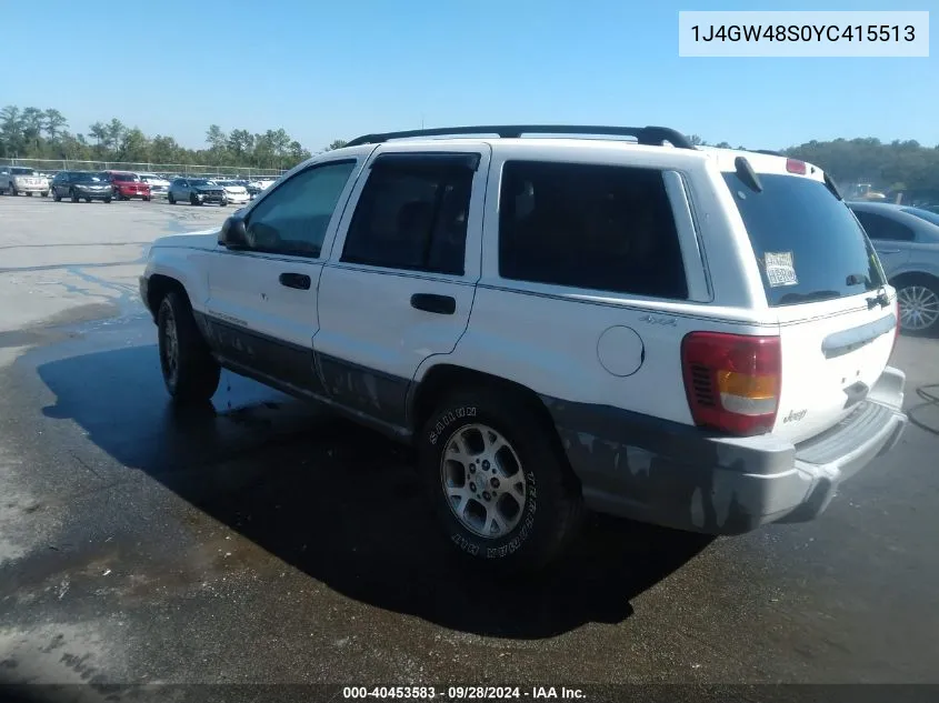 2000 Jeep Grand Cherokee Laredo VIN: 1J4GW48S0YC415513 Lot: 40453583