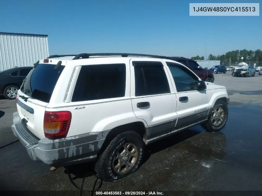 2000 Jeep Grand Cherokee Laredo VIN: 1J4GW48S0YC415513 Lot: 40453583