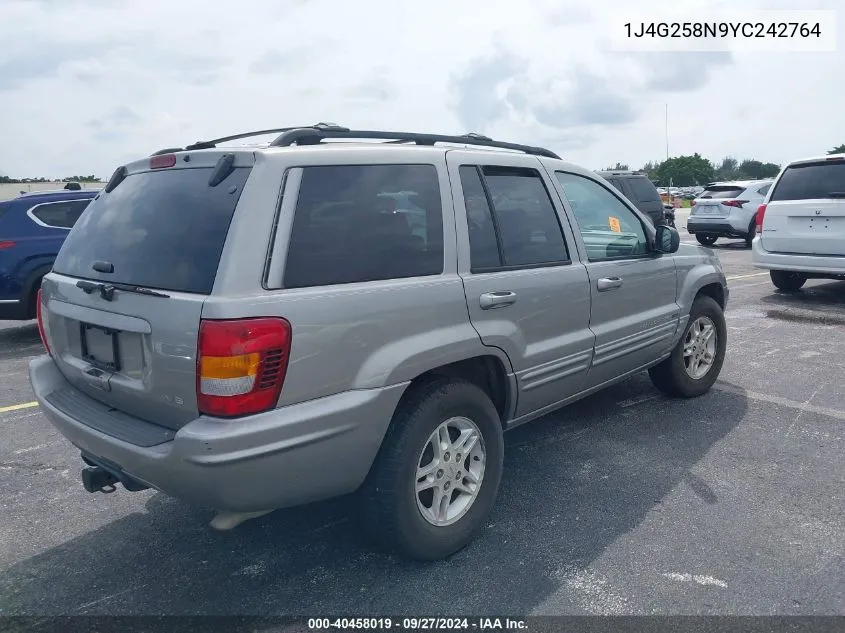 2000 Jeep Grand Cherokee Limited VIN: 1J4G258N9YC242764 Lot: 40458019